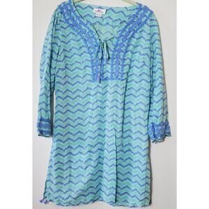 Vineyard Vines M Swim Cover Up Tunic Dress Womens M Chevron Tassel Beach Resort